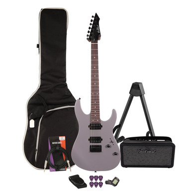 EastCoast MT1 Electric Guitar Starter Pack in Stone Grey with Bounce 15W Amp & Accessories