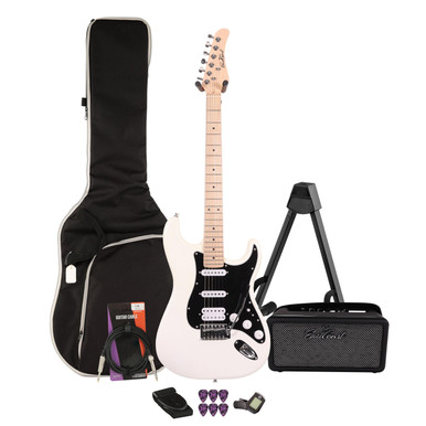 EastCoast ST2 Electric Guitar Starter Pack in Pearl White with Bounce 15W Amp & Accessories