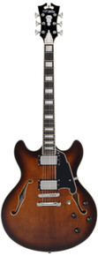 D'Angelico Premier DC Double Cutaway Stopbar Electric Guitar in Brown Burst - Image 2