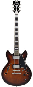 D'Angelico Premier Mini DC Double Cutaway Stopbar Electric Guitar in Brown Burst - Image 2