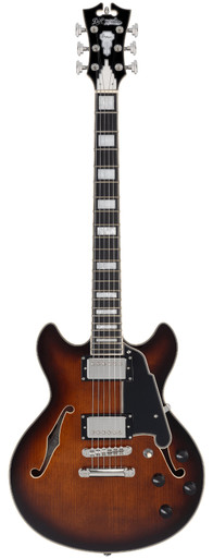 D'Angelico Premier Mini DC Double Cutaway Stopbar Electric Guitar in Brown Burst - Image 3