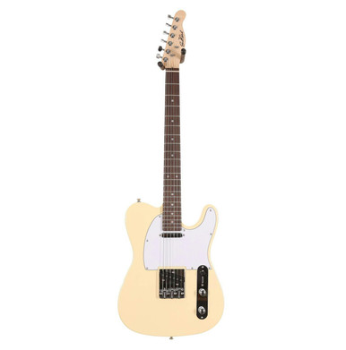 EastCoast T1 Electric Guitar Silent Bundle in Vintage White with Headphone Amp & Accessories - Image 3