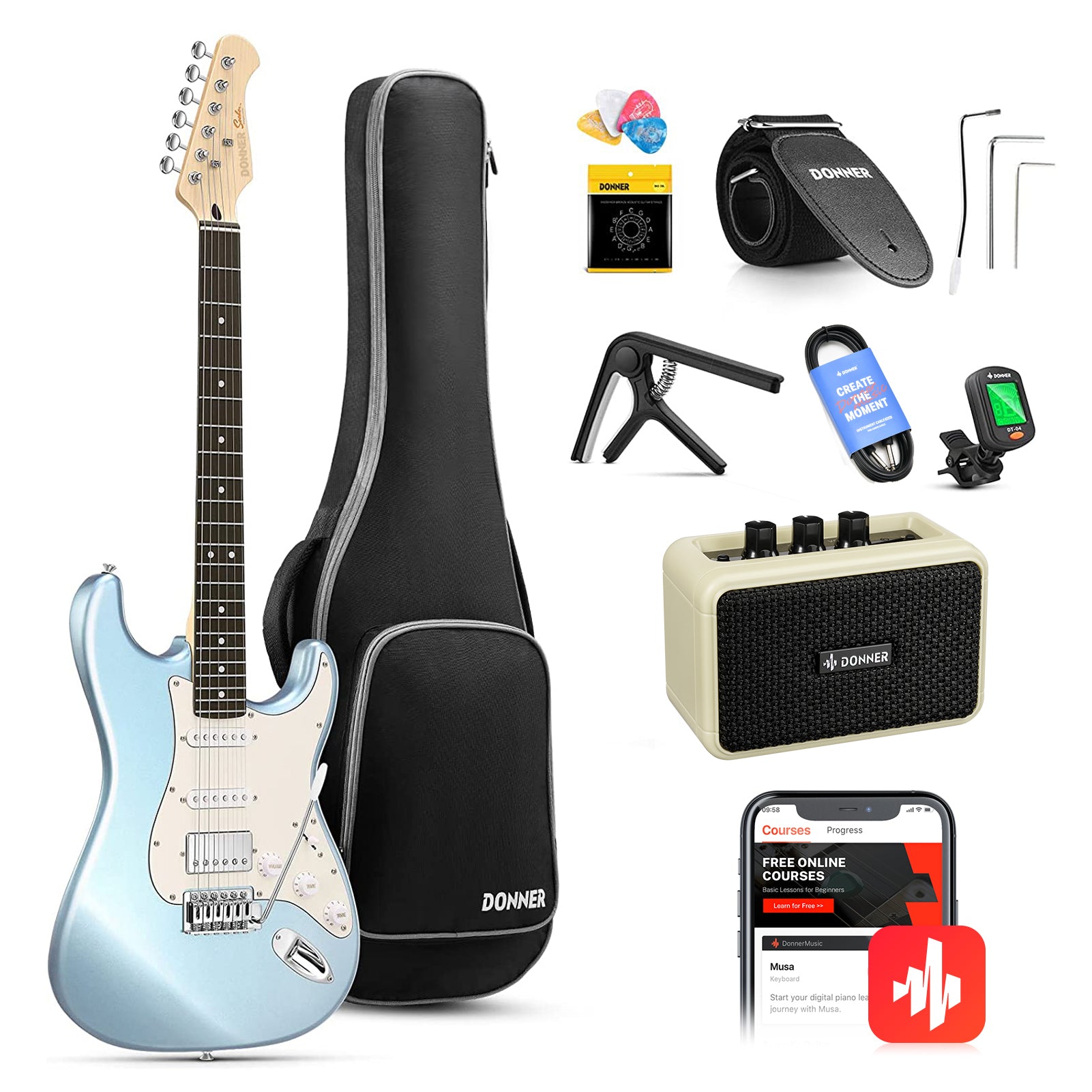 Donner DST-152 ST Electric Guitar Kit - Blue / Guitar Kit