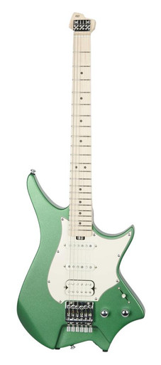 HILS HNS1 S-Style Headless Electric Guitar in Satin Emerald Green - Image 3