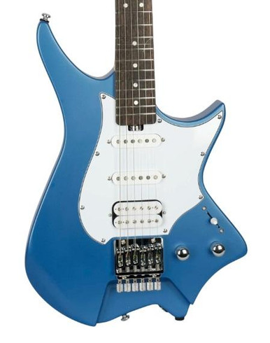 HILS HNS1 S-Style Headless Electric Guitar in Satin Ocean Blue - Image 1