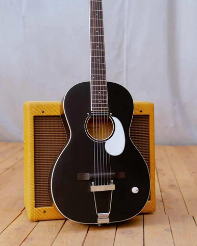 Orangewood Juniper Live Rubber Bridge Parlour Electro Acoustic Guitar in Black Satin - Image 3