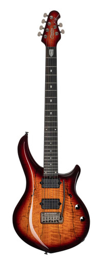 Sterling by Music Man Majesty MAJ200X Electric Guitar in Spalted Maple Blood Orange Burst - Image 3