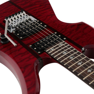 BC Rich Legacy Series Mockingbird ST Electric Guitar with Floyd Rose in Transparent Red - Image 3