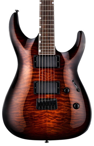 ESP LTD MH-200QM HT Electric Guitar in Dark Brown Sunburst - Image 1