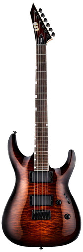 ESP LTD MH-200QM HT Electric Guitar in Dark Brown Sunburst - Image 3