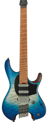 Ibanez QX54QM-BSM Q Series Headless Electric Guitar HSS in Blue Sphere Burst Matte with Slanted Frets - Image 3