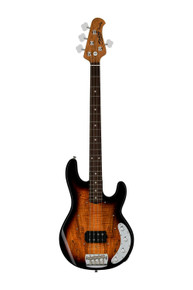 Sterling by Music Man Stingray RAY34 Bass Guitar in Three Tone Sunburst - Image 2