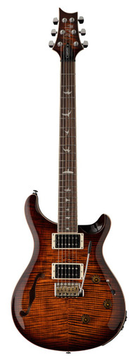 PRS SE Custom 24 Semi-Hollow Piezo Electric Guitar in Orange Tiger Smokeburst - Image 3