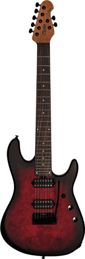 Sterling by Music Man Richardson 7 Electric Guitar in Dark Scarlet Burst Satin - Image 3