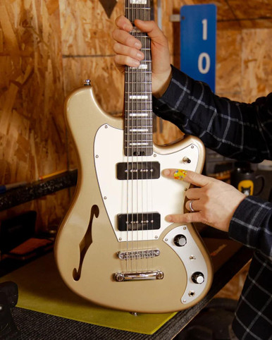 Orangewood Del Sol Baritone Semi-Hollow Electric Guitar in Sandstone - Image 3