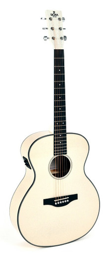 Sigma GM-1E Acoustic Guitar in Metallic Flake White - Image 3