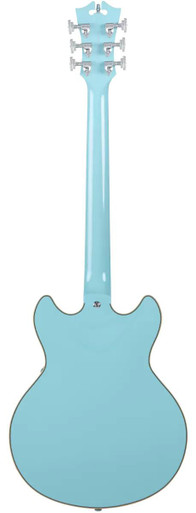 D'Angelico Premier Mini DC Semi-Hollow Electric Guitar in Sky Blue - Image 3
