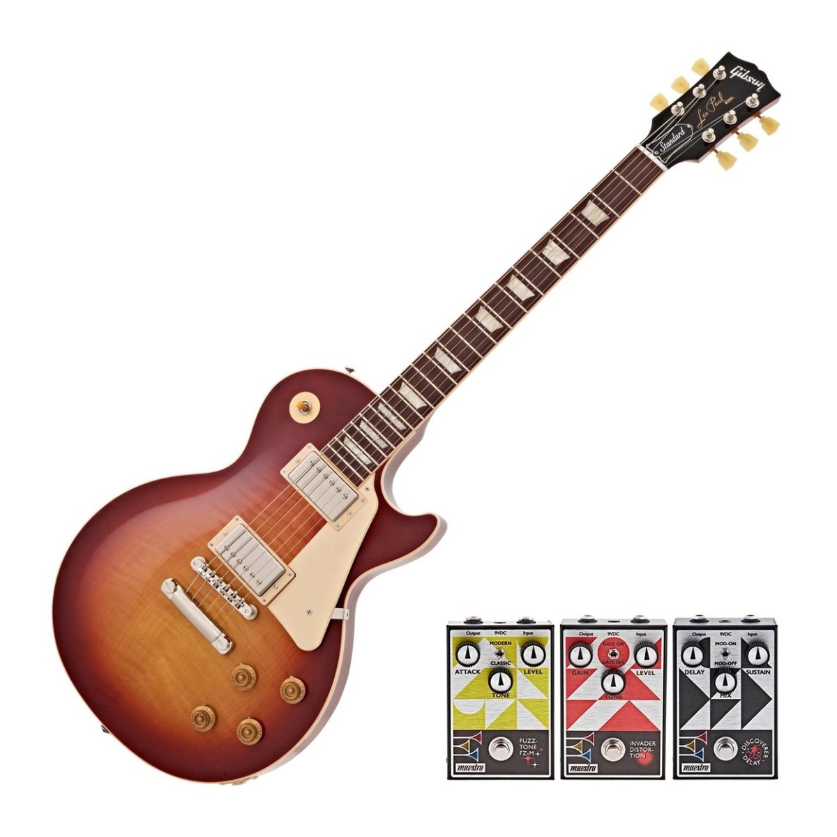 Gibson Les Paul Standard 50s Figured Top Heritage Cherry Sunburst w/ 3 Free Maestro Pedals