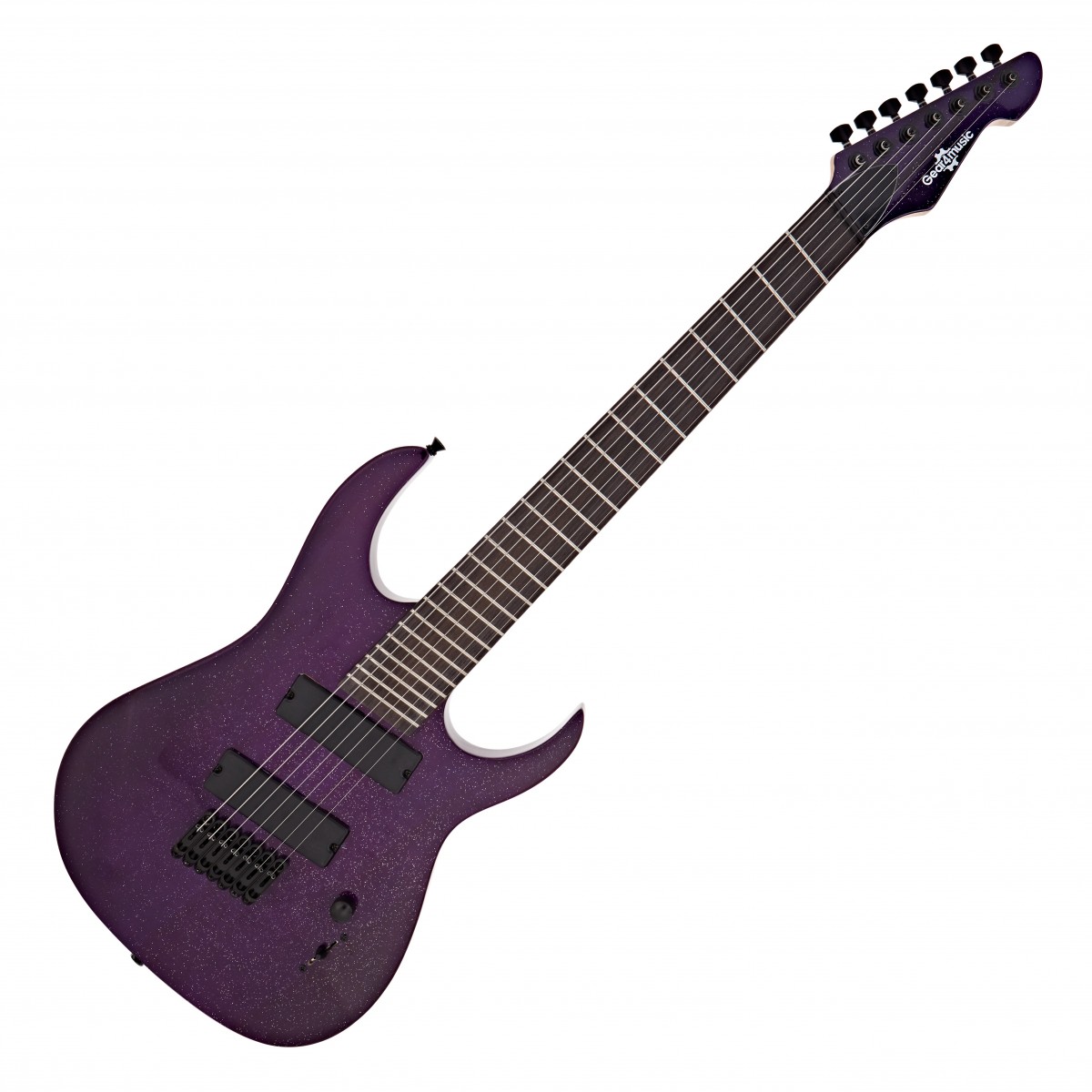 Harlem S 7-String Fanned Fret Guitar by Gear4music Purple Sparkle