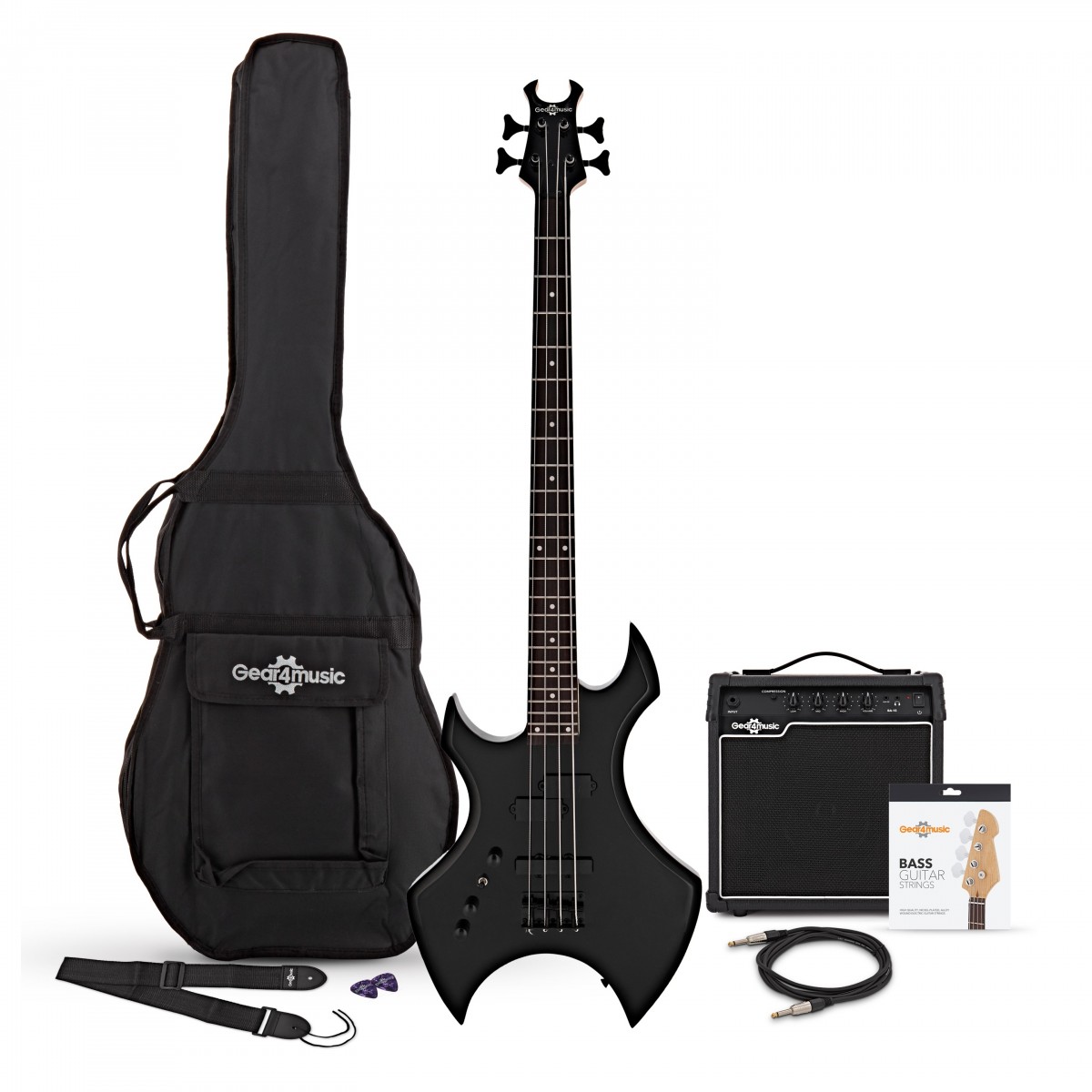 Harlem X Left Handed Bass Guitar + 15W Amp Pack Black