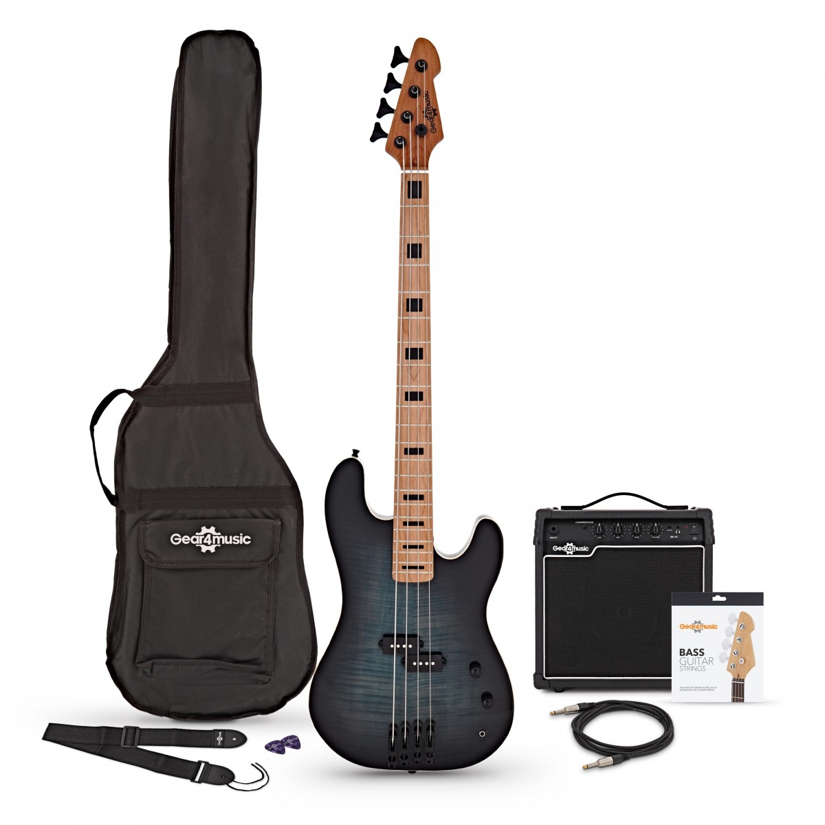 LA Select Bass Guitar + Amp Pack Denim Burst