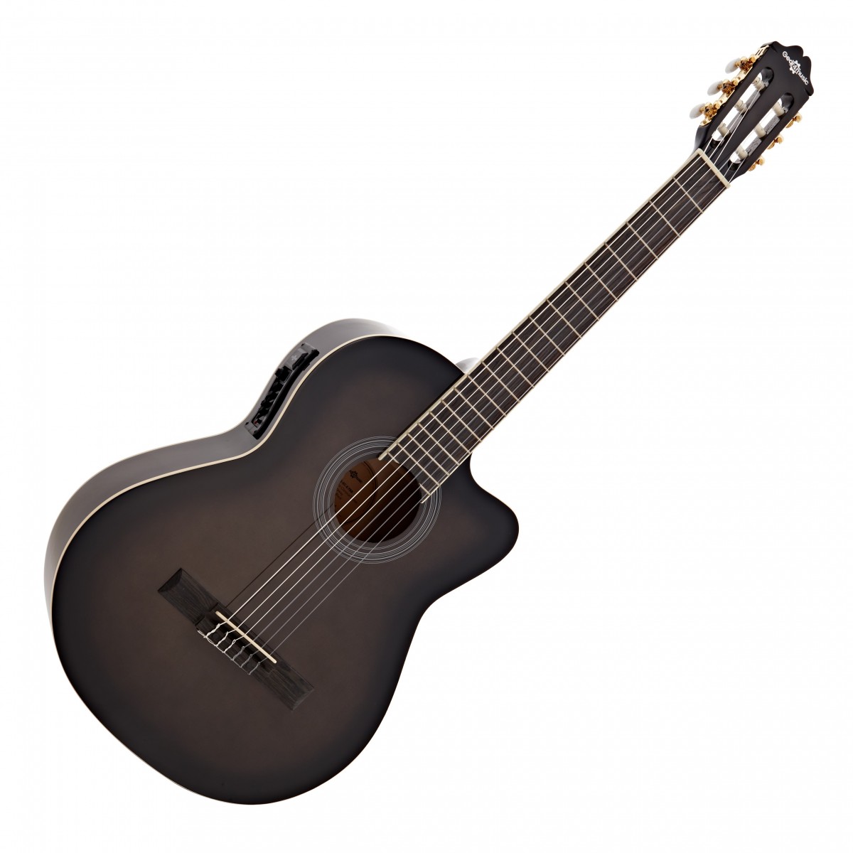 Deluxe Single Cutaway Electro Classical Guitar by Gear4music Trans Black