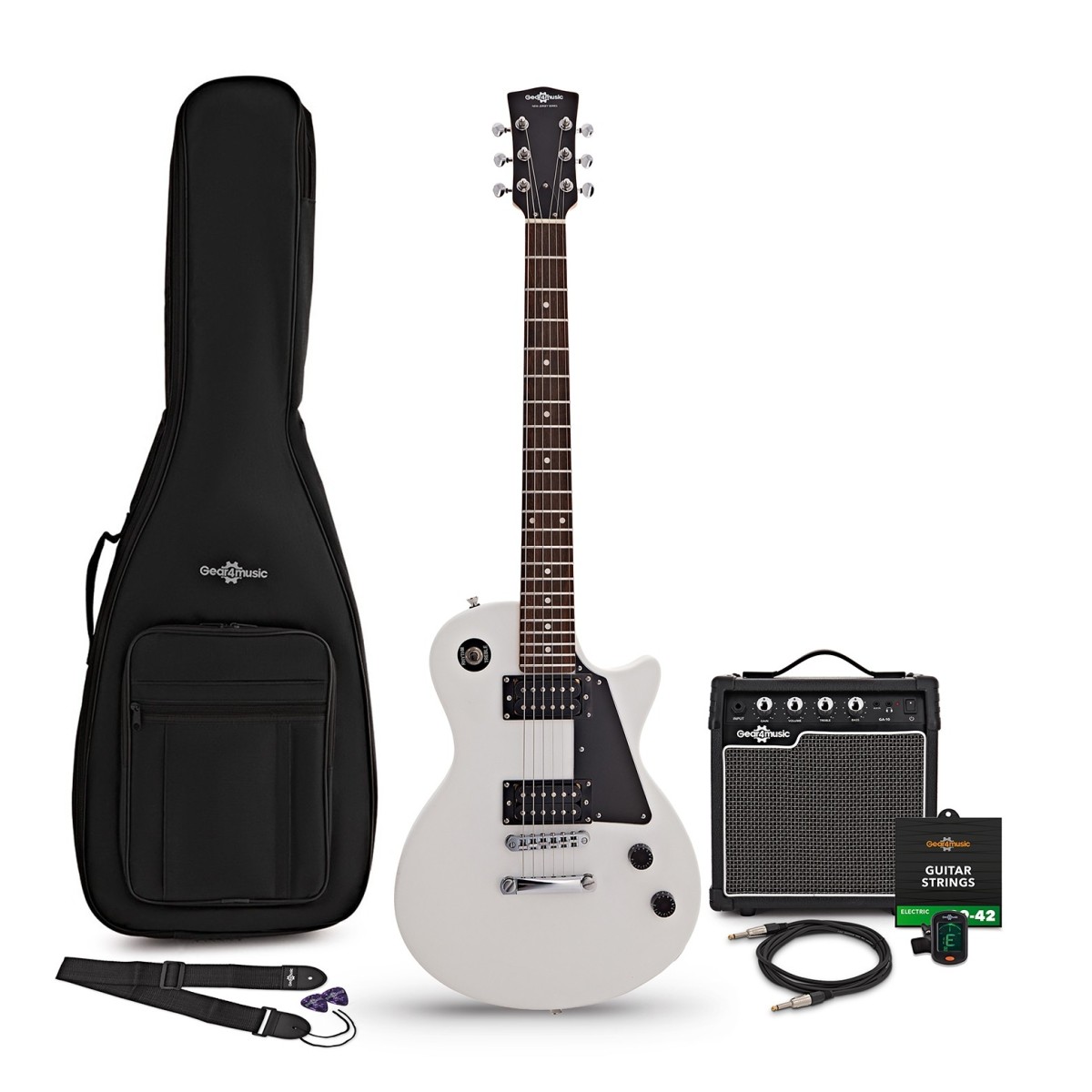 New Jersey Electric Guitar White 10W Guitar Amp & Accessory Pack