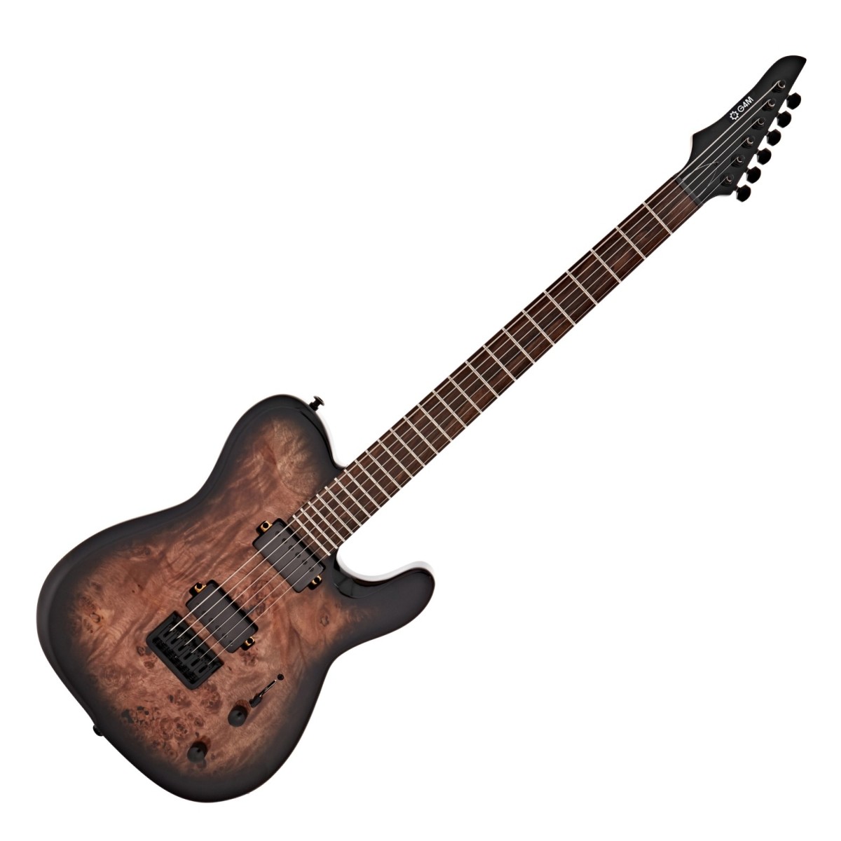 G4M 734 Pro Baritone Electric Guitar Black Burl Burst