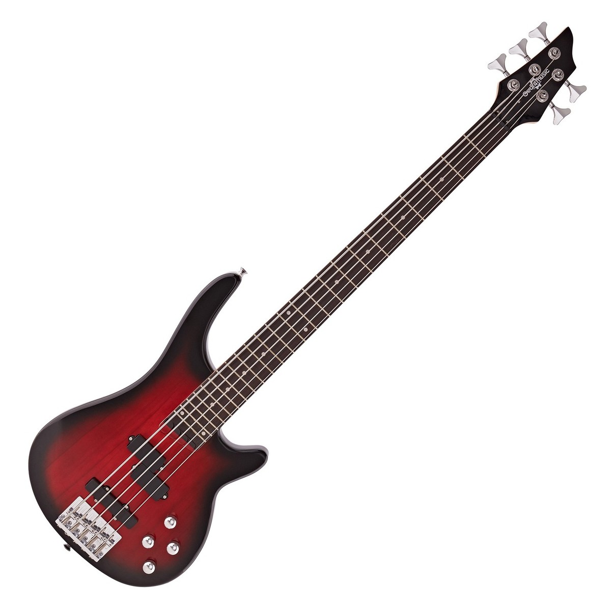 Chicago 5 String Bass Guitar by Gear4music Trans Red