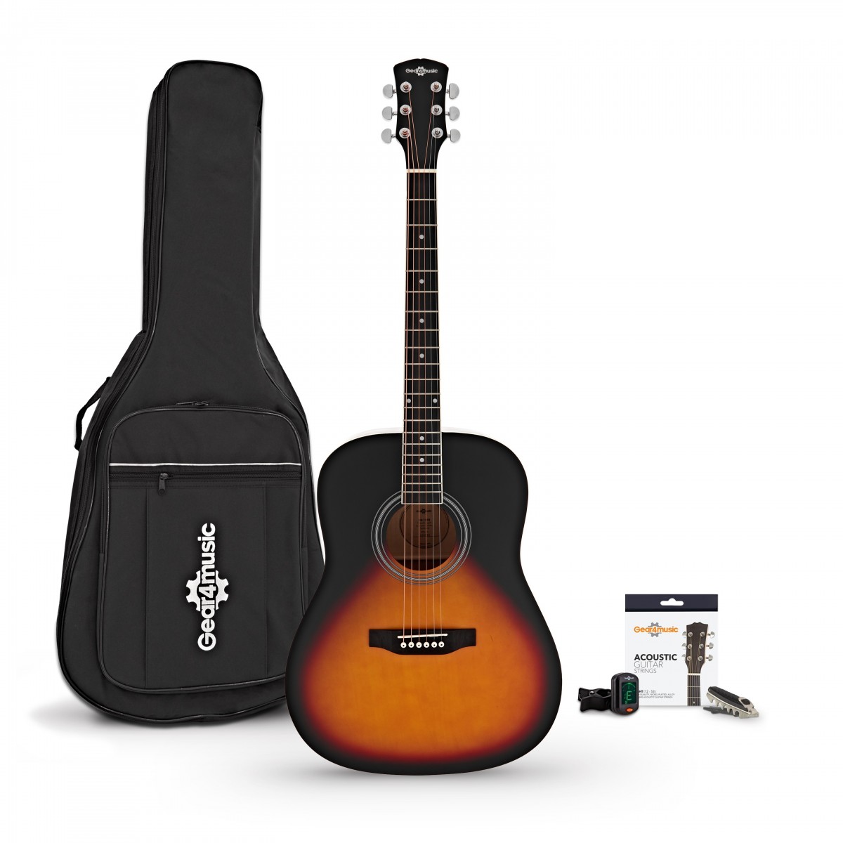 Dreadnought Acoustic Guitar & Accessory Pack by Gear4music Sunburst