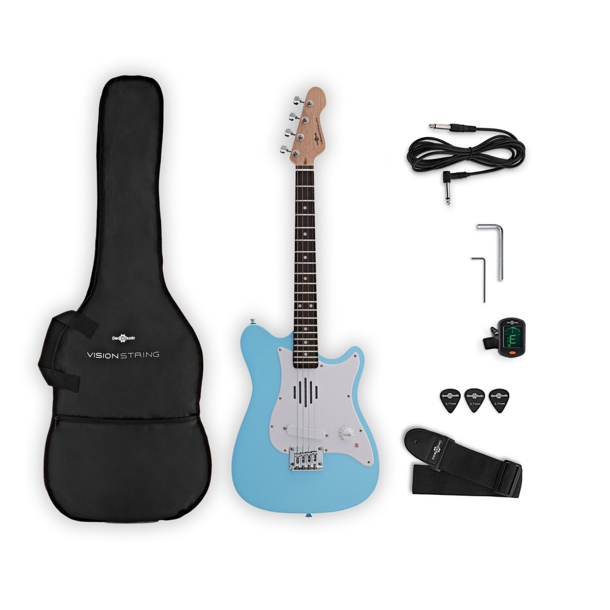 VISIONSTRING Mini Electric Guitar with In-Built Speaker Blue