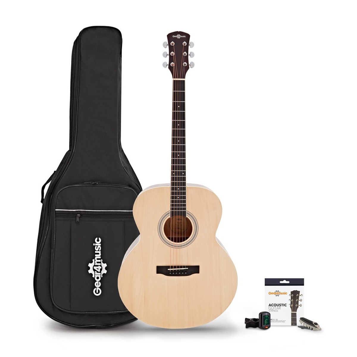 Jumbo Acoustic Guitar & Accessory Pack by Gear4music Natural
