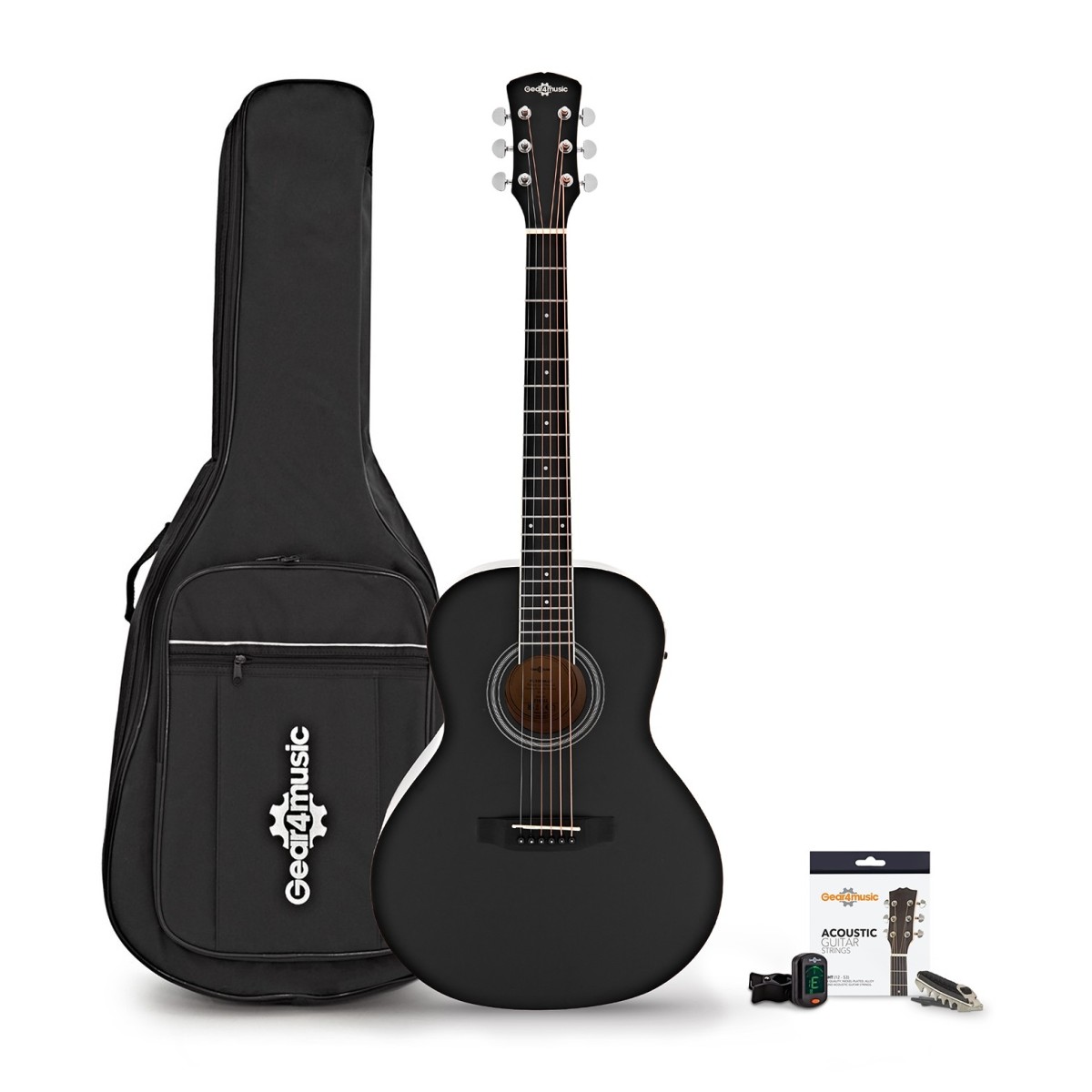 Parlour Left Handed Electro Acoustic Guitar & Accessory Pack by Gear4music Black