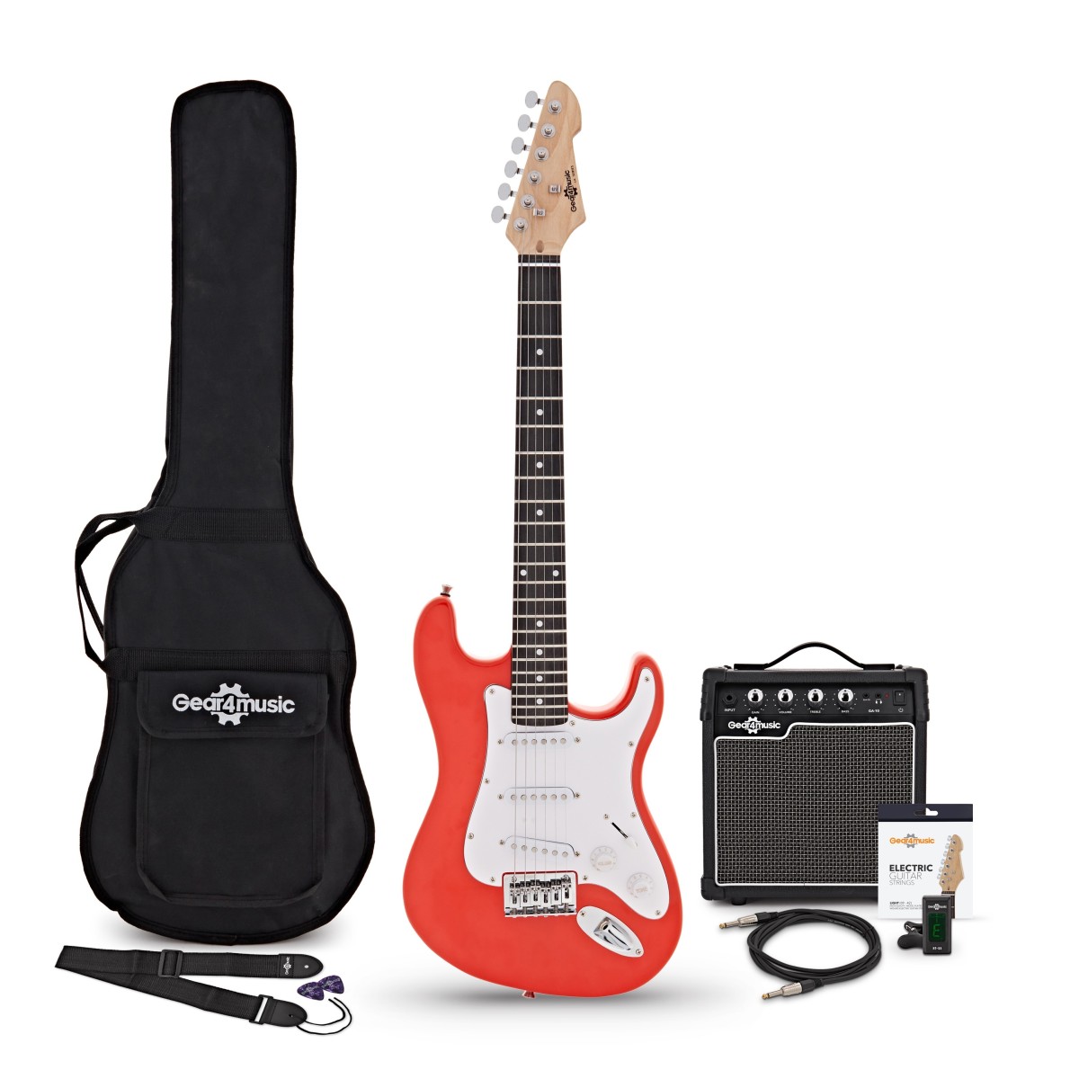 3/4 LA Electric Guitar Red 10W Guitar Amp & Accessory Pack