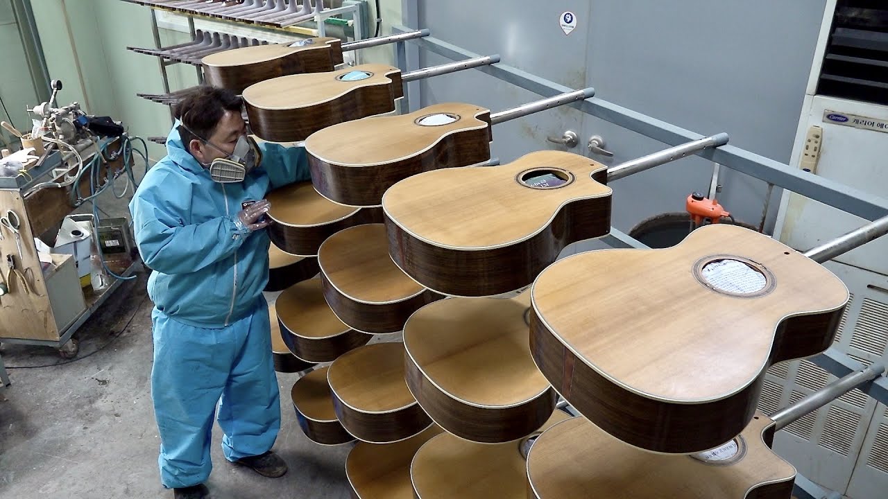 Sigma Guitars – Acoustic Guitar Mass Production Process. 50 Year Old Korean Musical Instrument Factory