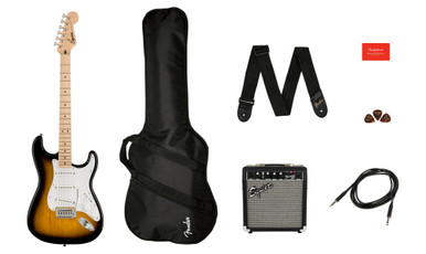 Squier Sonic Stratocaster 2-Colour Sunburst Electric Guitar Starter Pack with Amp & Gig Bag