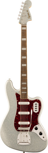 Squier Limited Edition Classic Vibe Bass VI in Silver Sparkle, Matching Headstock - Image 2