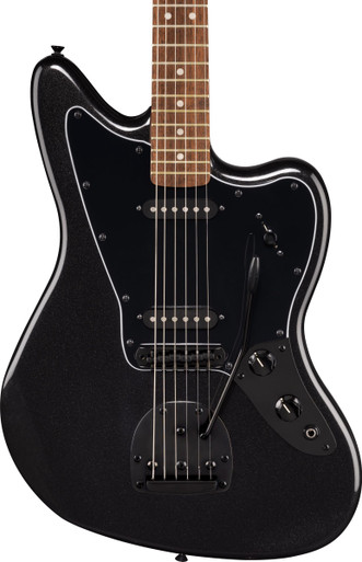 Squier FSR Affinity Jaguar in  Metallic Black w Matching Headtock - Image 1