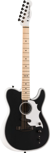 Fender Limited Edition Jack White Triplesonic Acoustasonic Telecaster in Satin Arctic White with Black Top - Image 2