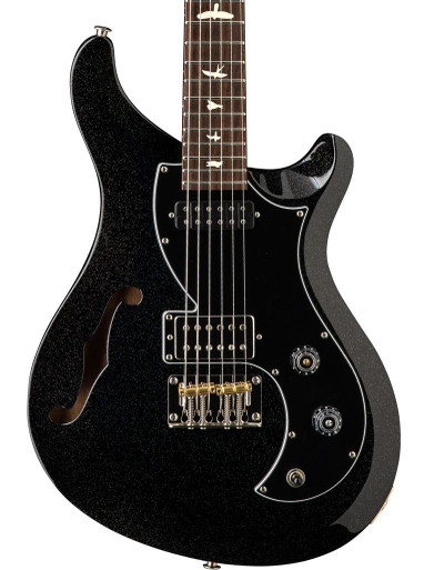 PRS S2 Vela Semi-Hollow Electric Guitar in Black Rainbow Holoflake - Image 2