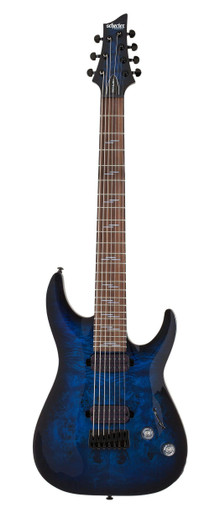Schecter Omen Elite 7 in See Thru Blue Burst - Image 2