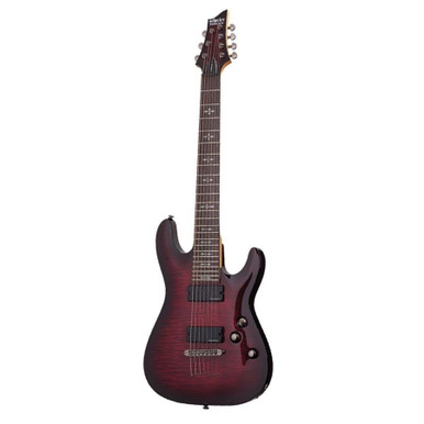 Schecter DEMON-7 Flamed Maple Top in Crimson Red Burst - Image 2