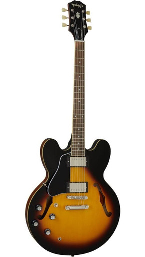 Epiphone Inspired by Gibson ES-335 Semi-Hollow Left Handed Electric Guitar in Vintage Sunburst - Image 2