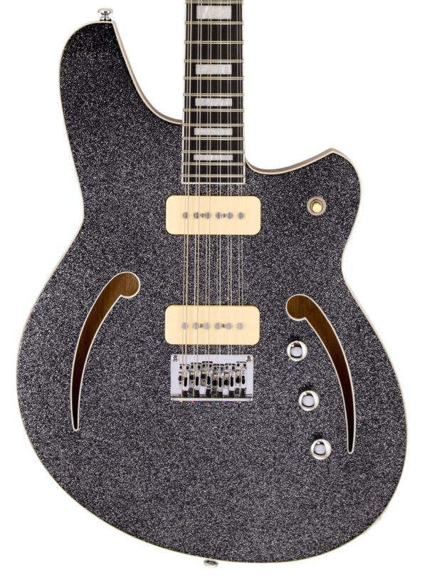 Reverend Airwave 12-String Electric Guitar in Black Sparkle - Image 1