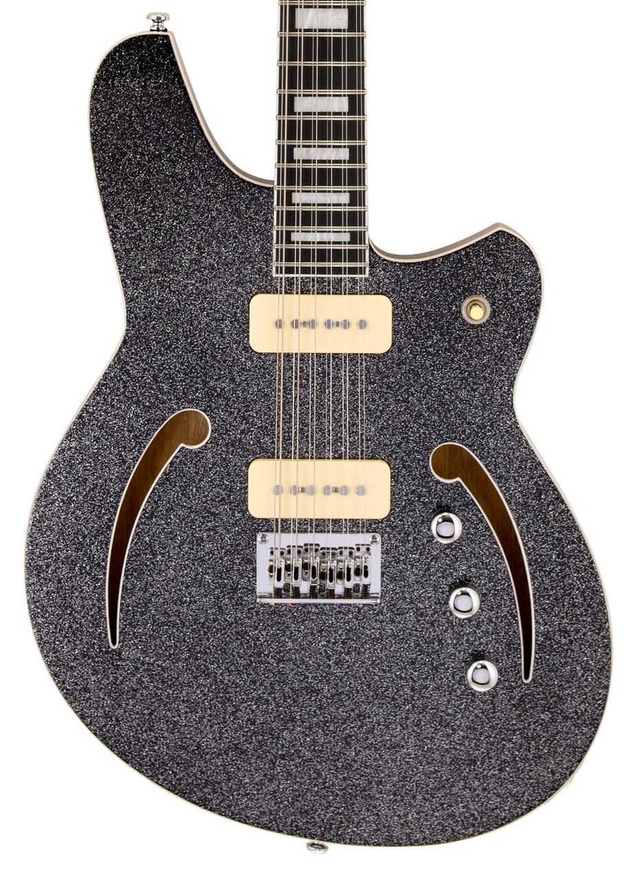 Reverend Airwave 12-String Electric Guitar in Black Sparkle - Image 1