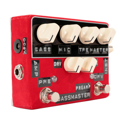 Shin's Music Bass Master Pre-Amp Pedal in Red in Cream Knobs - Image 2