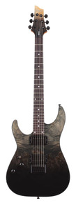 Schecter C-1 Left Handed Standard Electric Guitar in Black Fade Burst Burl - Image 3