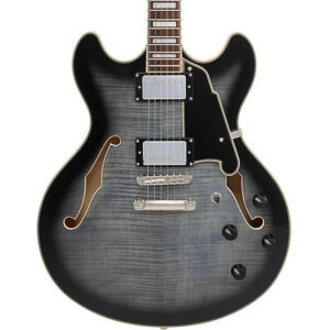 D'Angelico Premier DC Semi-Hollow Electric Guitar in Charcoal Burst