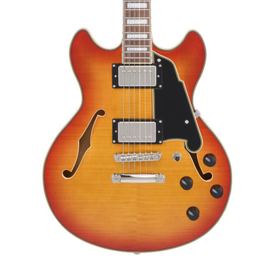 D’Angelico Premier Mini DC XT Semi-Hollow Electric Guitar in Honey Burst - Image 2