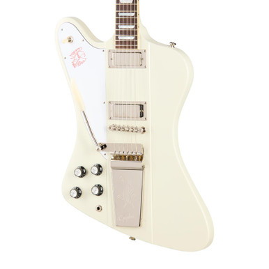 Epiphone Inspired by Gibson Custom 1963 Firebird V Reissue Left Handed Electric Guitar with Maestro Vibrola in Polaris White